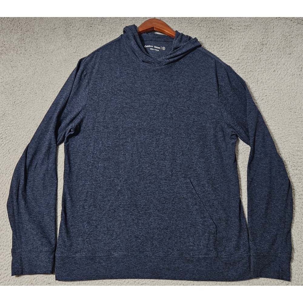 Outdoor Voices Mens Blue Heather Gym Workout Performance Pullover Hoodie Medium